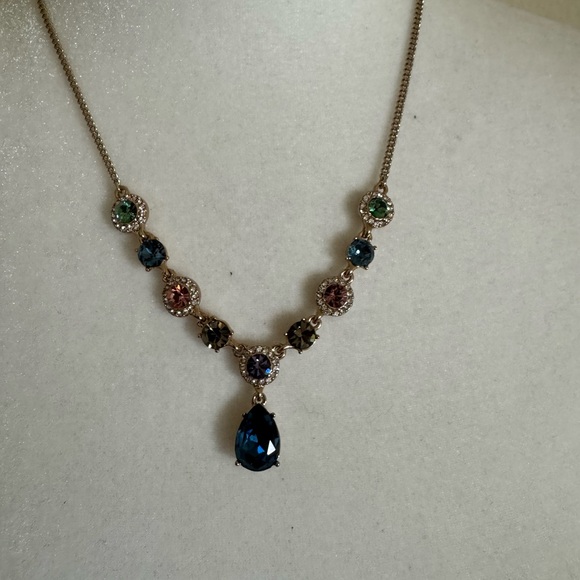 Givenchy Crystal Gold Tone Multi Pear Short Pendan Necklace - Picture 3 of 5